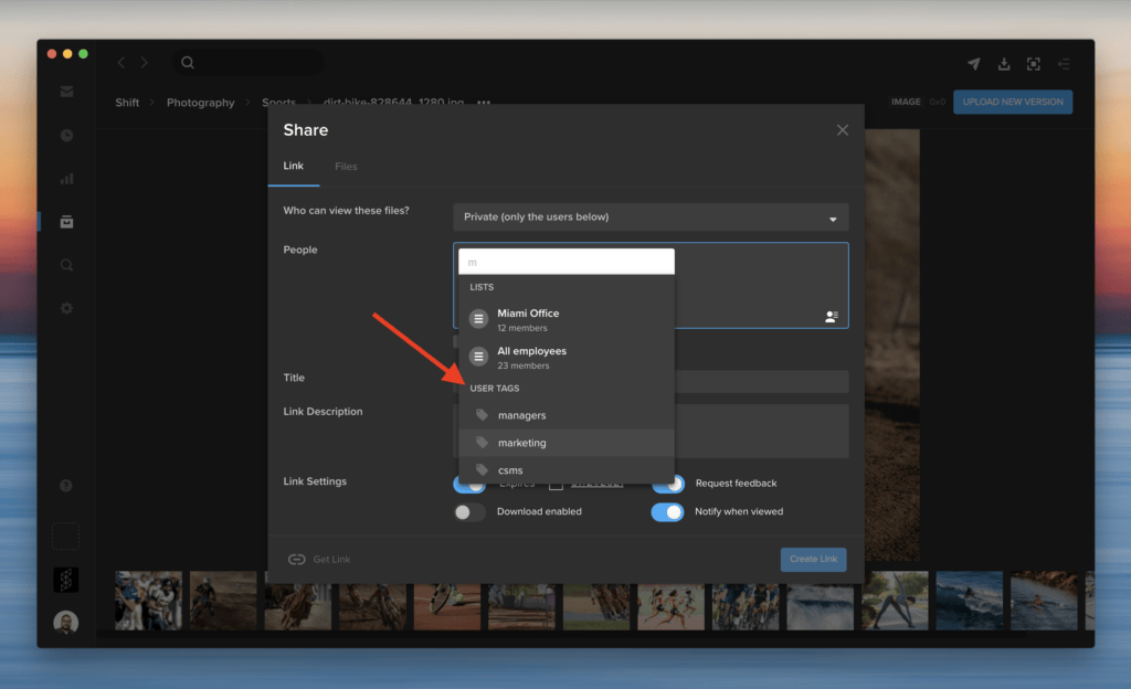 Share your content with groups using user tags